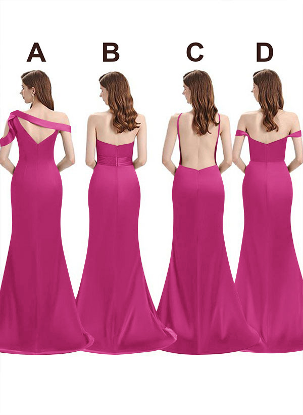 Mermaid Floor-Length Stretch Satin Bridesmaid Dresses With Split Front, product image 39