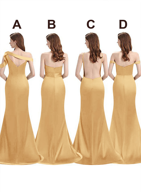 Mermaid Floor-Length Stretch Satin Bridesmaid Dresses With Split Front, product image 121