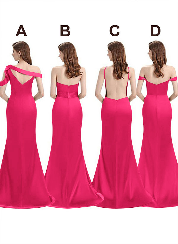 Mermaid Floor-Length Stretch Satin Bridesmaid Dresses With Split Front, product image 43