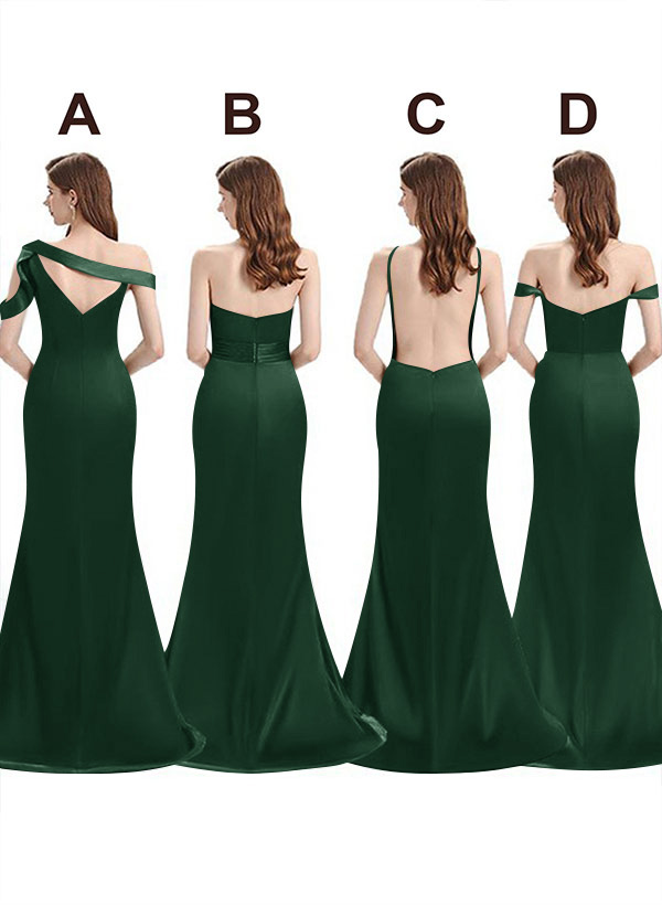 Mermaid Floor-Length Stretch Satin Bridesmaid Dresses With Split Front, product image 45