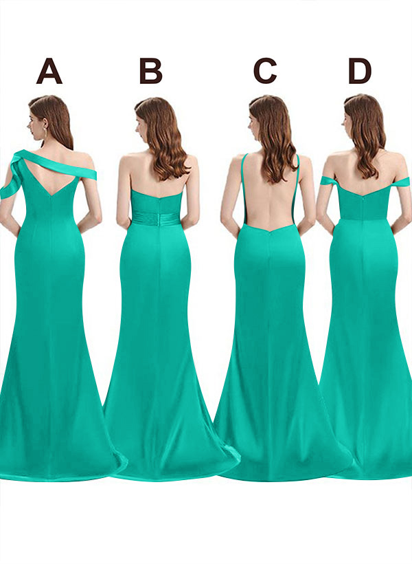 Mermaid Floor-Length Stretch Satin Bridesmaid Dresses With Split Front, product image 51