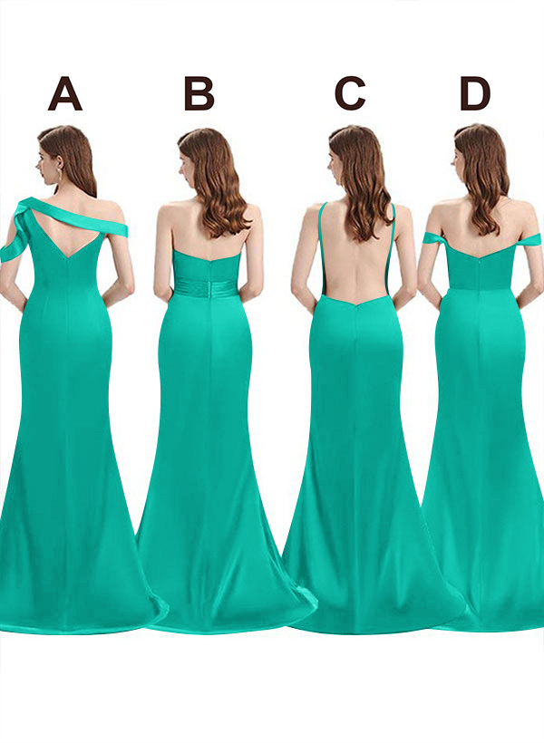 Mermaid Floor-Length Stretch Satin Bridesmaid Dresses With Split Front, product image 51
