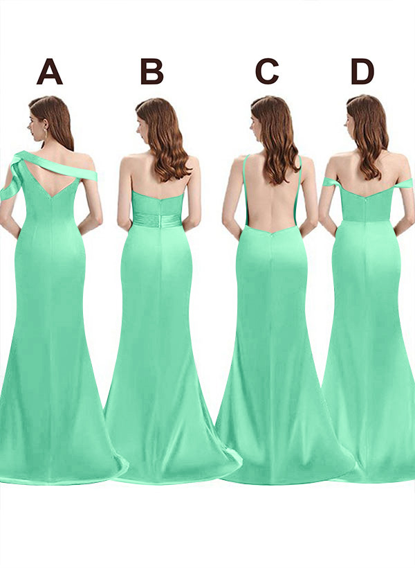 Mermaid Floor-Length Stretch Satin Bridesmaid Dresses With Split Front, product image 113