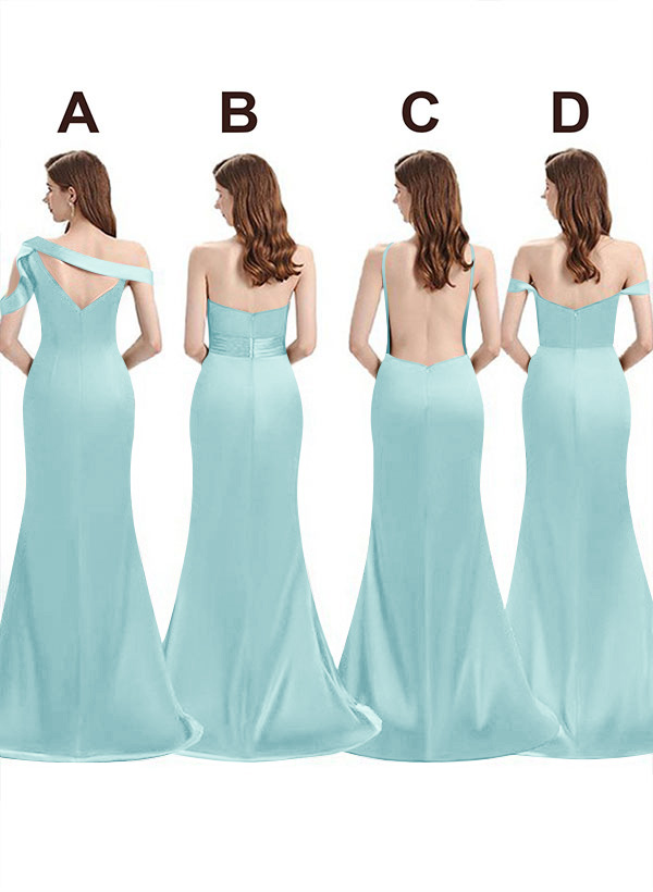 Mermaid Floor-Length Stretch Satin Bridesmaid Dresses With Split Front, product image 55