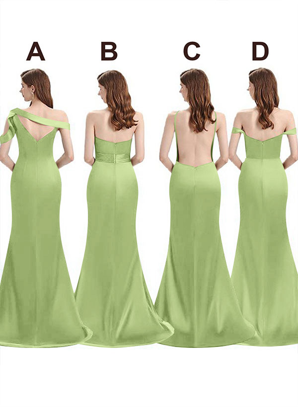 Mermaid Floor-Length Stretch Satin Bridesmaid Dresses With Split Front, product image 85