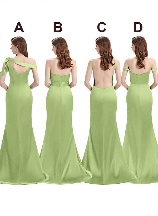Mermaid Floor-Length Stretch Satin Bridesmaid Dresses With Split Front, product image 85