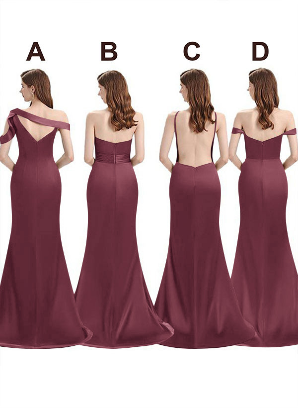 Mermaid Floor-Length Stretch Satin Bridesmaid Dresses With Split Front, product image 99