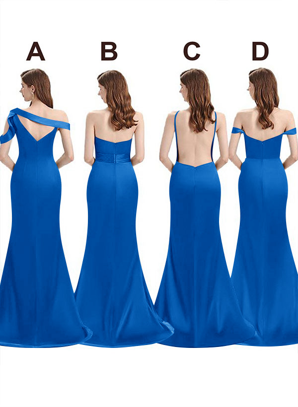 Mermaid Floor-Length Stretch Satin Bridesmaid Dresses With Split Front, product image 89