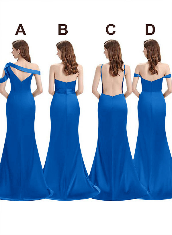 Mermaid Floor-Length Stretch Satin Bridesmaid Dresses With Split Front, product image 89