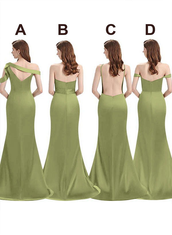Mermaid Floor-Length Stretch Satin Bridesmaid Dresses With Split Front, product image 107