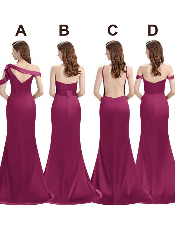 Mermaid Floor-Length Stretch Satin Bridesmaid Dresses With Split Front, product image 117
