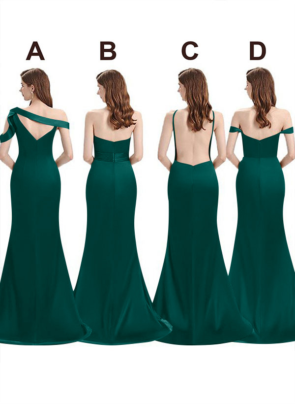 Mermaid Floor-Length Stretch Satin Bridesmaid Dresses With Split Front, product image 59