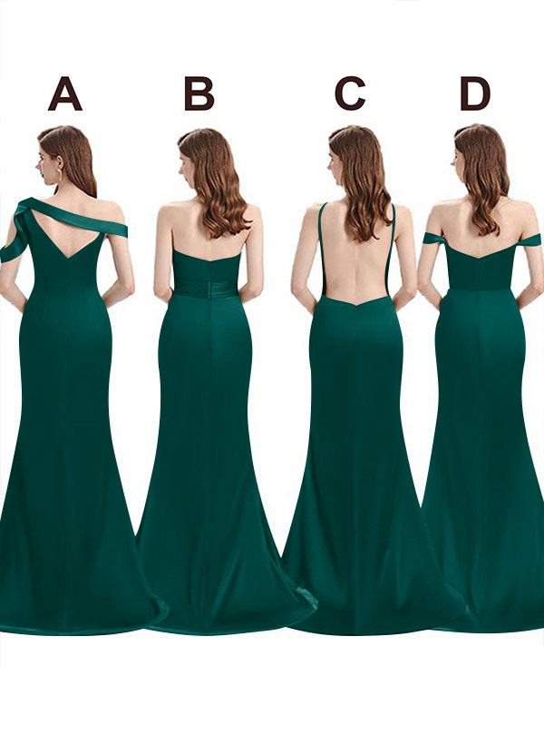 Mermaid Floor-Length Stretch Satin Bridesmaid Dresses With Split Front, product image 59