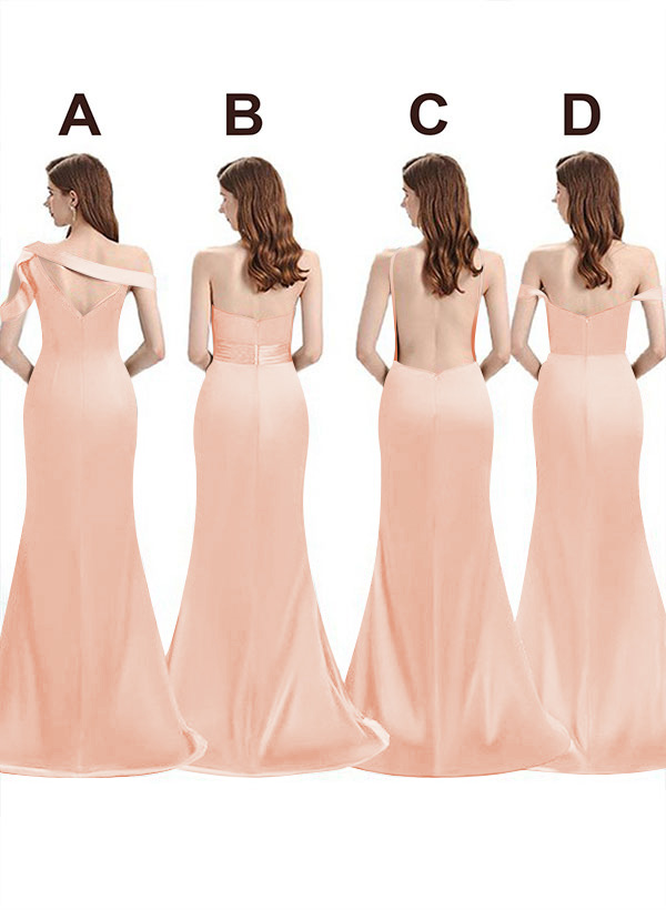 Mermaid Floor-Length Stretch Satin Bridesmaid Dresses With Split Front, product image 61