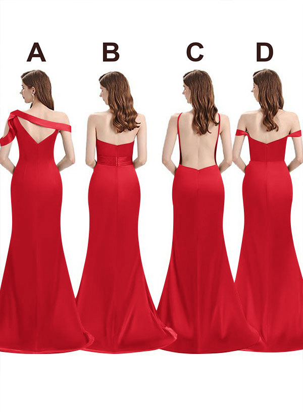 Mermaid Floor-Length Stretch Satin Bridesmaid Dresses With Split Front, product image 65