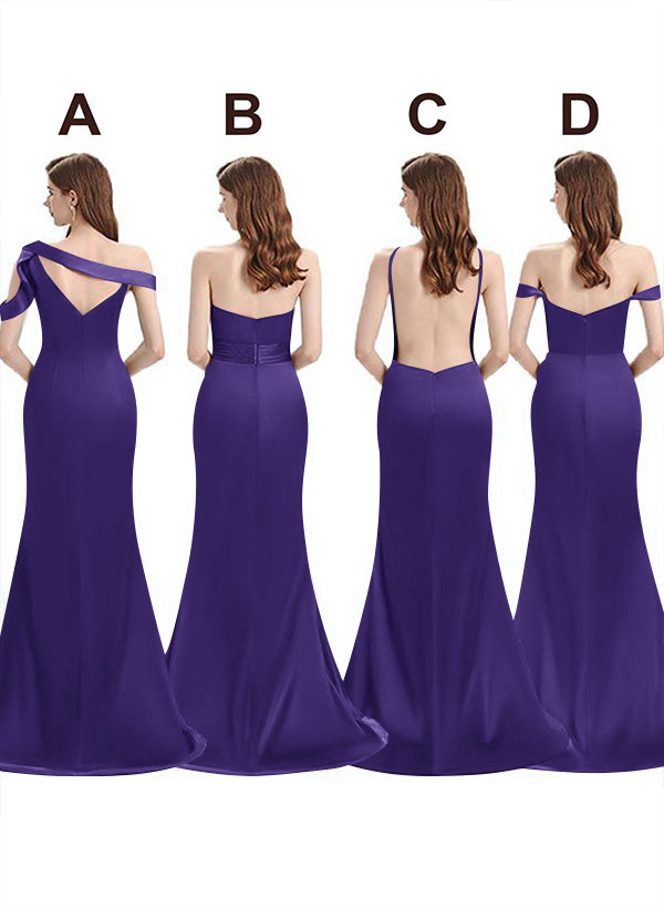 Mermaid Floor-Length Stretch Satin Bridesmaid Dresses With Split Front, product image 67