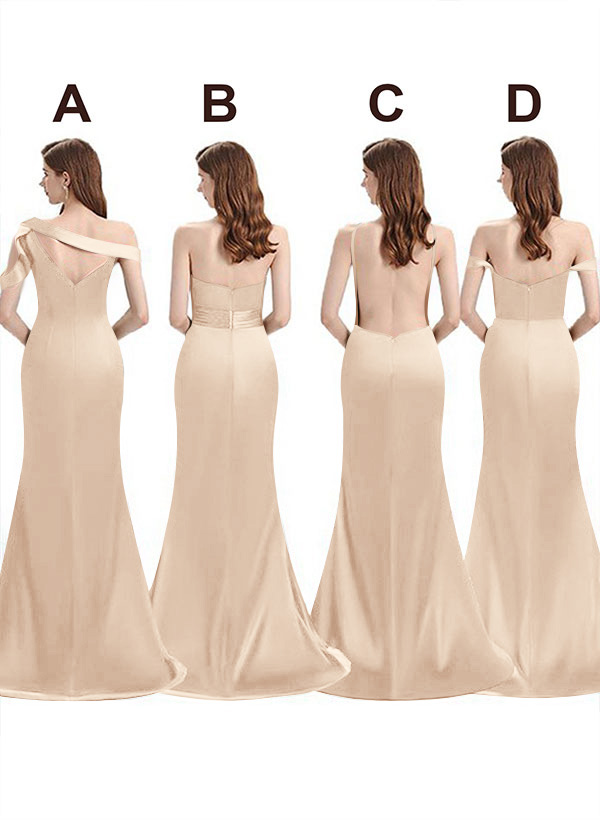 Mermaid Floor-Length Stretch Satin Bridesmaid Dresses With Split Front, product image 69