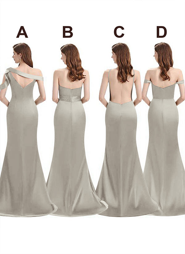 Mermaid Floor-Length Stretch Satin Bridesmaid Dresses With Split Front, product image 73