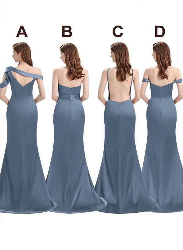 Mermaid Floor-Length Stretch Satin Bridesmaid Dresses With Split Front, product image 91