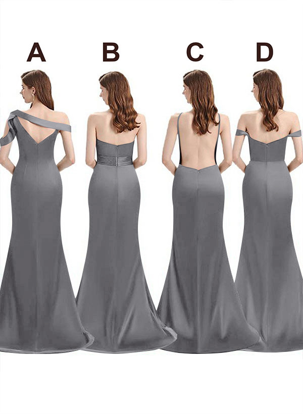 Mermaid Floor-Length Stretch Satin Bridesmaid Dresses With Split Front, product image 77