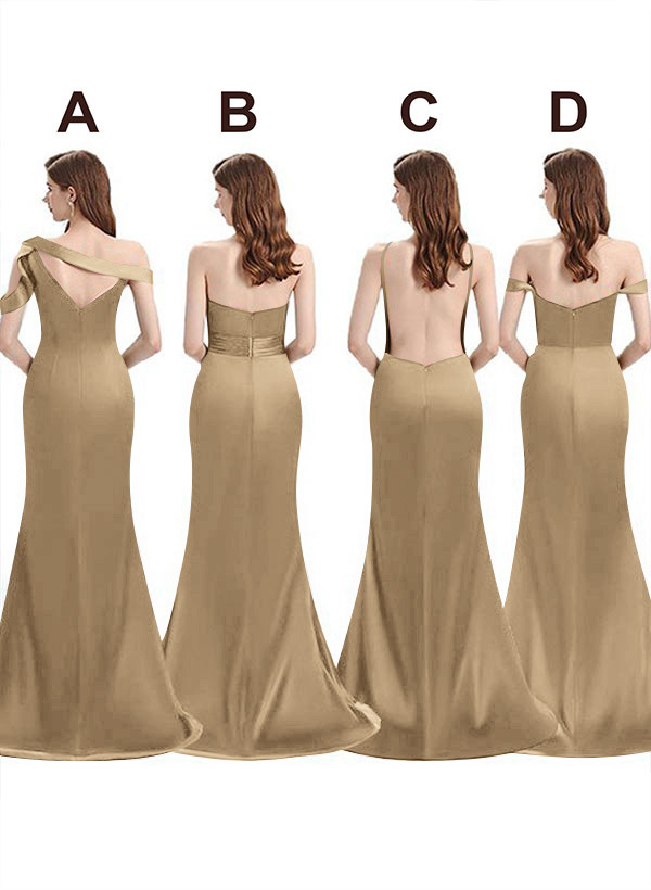 Mermaid Floor-Length Stretch Satin Bridesmaid Dresses With Split Front, product image 79