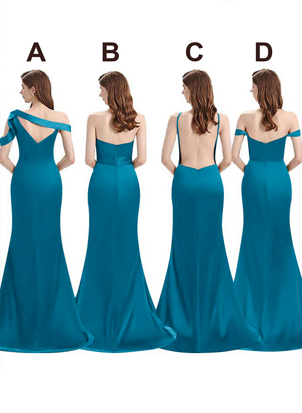 Mermaid Floor-Length Stretch Satin Bridesmaid Dresses With Split Front, product image 87