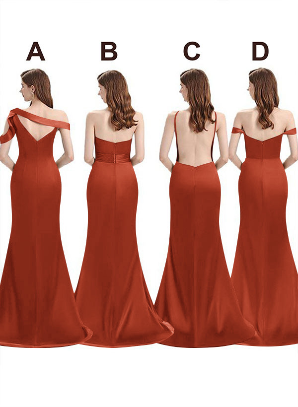 Mermaid Floor-Length Stretch Satin Bridesmaid Dresses With Split Front, product image 101