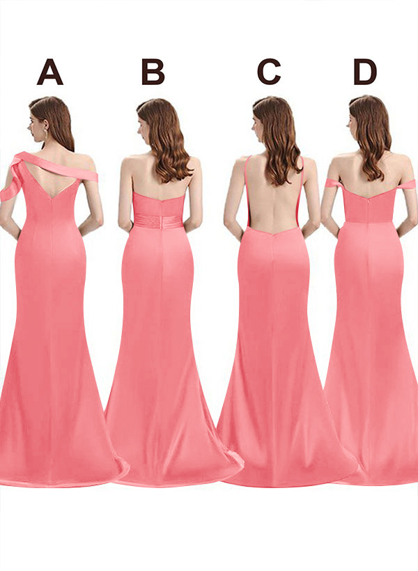 Mermaid Floor-Length Stretch Satin Bridesmaid Dresses With Split Front, product image 81