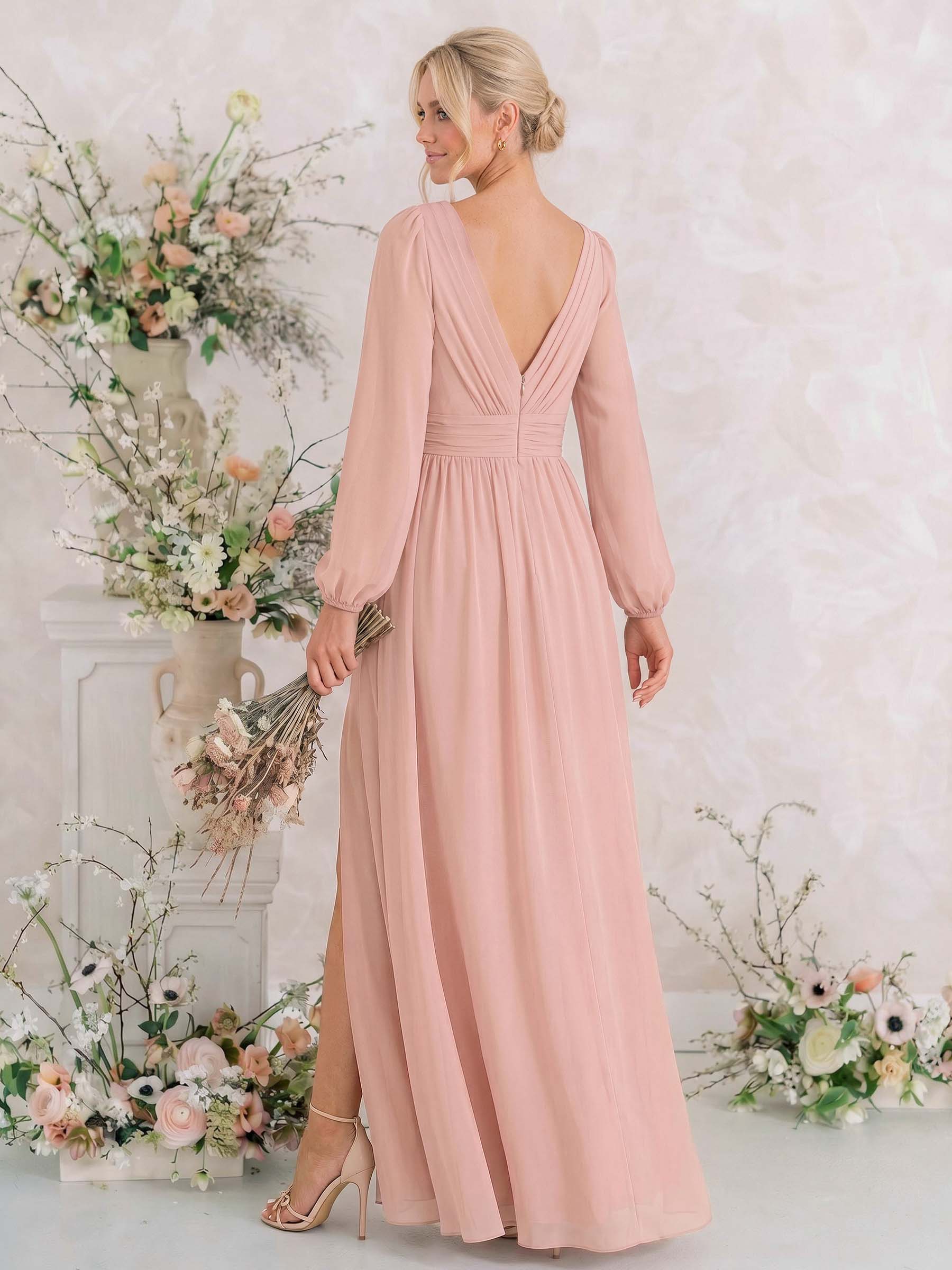 Long Sleeves A-Line Bridesmaid Dresses With Split Front