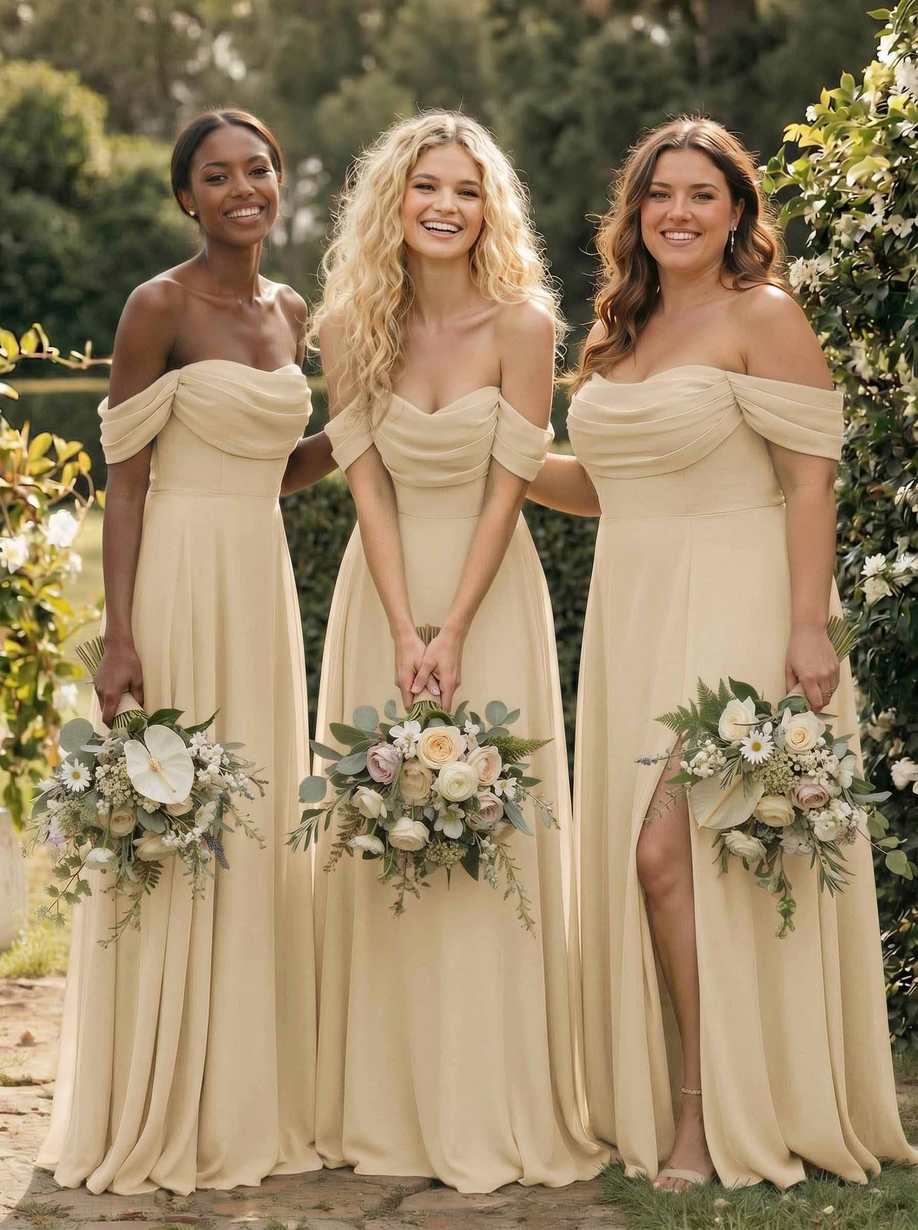 A-Line Off-The-Shoulder Sleeveless Floor-Length Chiffon Bridesmaid Dresses With Split Front, product image 145
