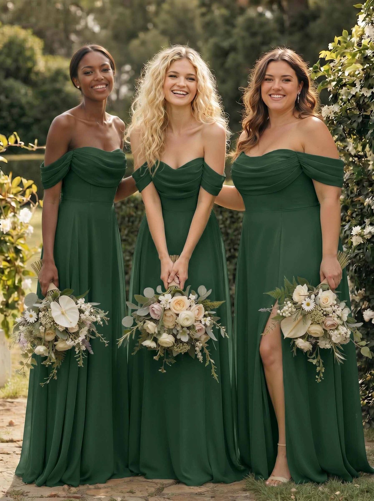 A-Line Off-The-Shoulder Sleeveless Floor-Length Chiffon Bridesmaid Dresses With Split Front, product image 124