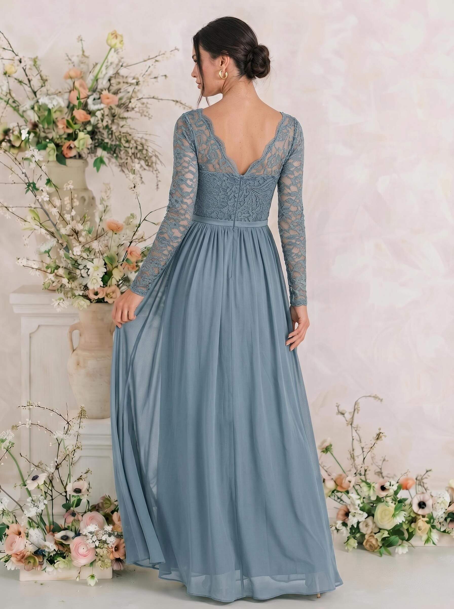 Long Sleeves Lace A-Line Bridesmaid Dresses, image 11