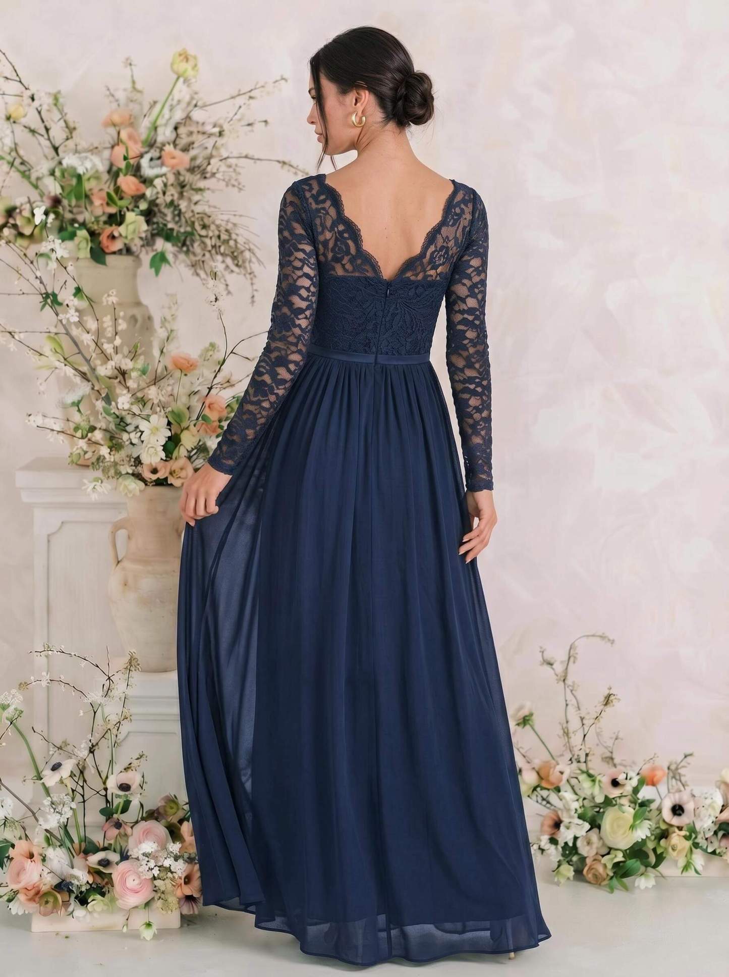 Long Sleeves Lace A-Line Bridesmaid Dresses, image 9