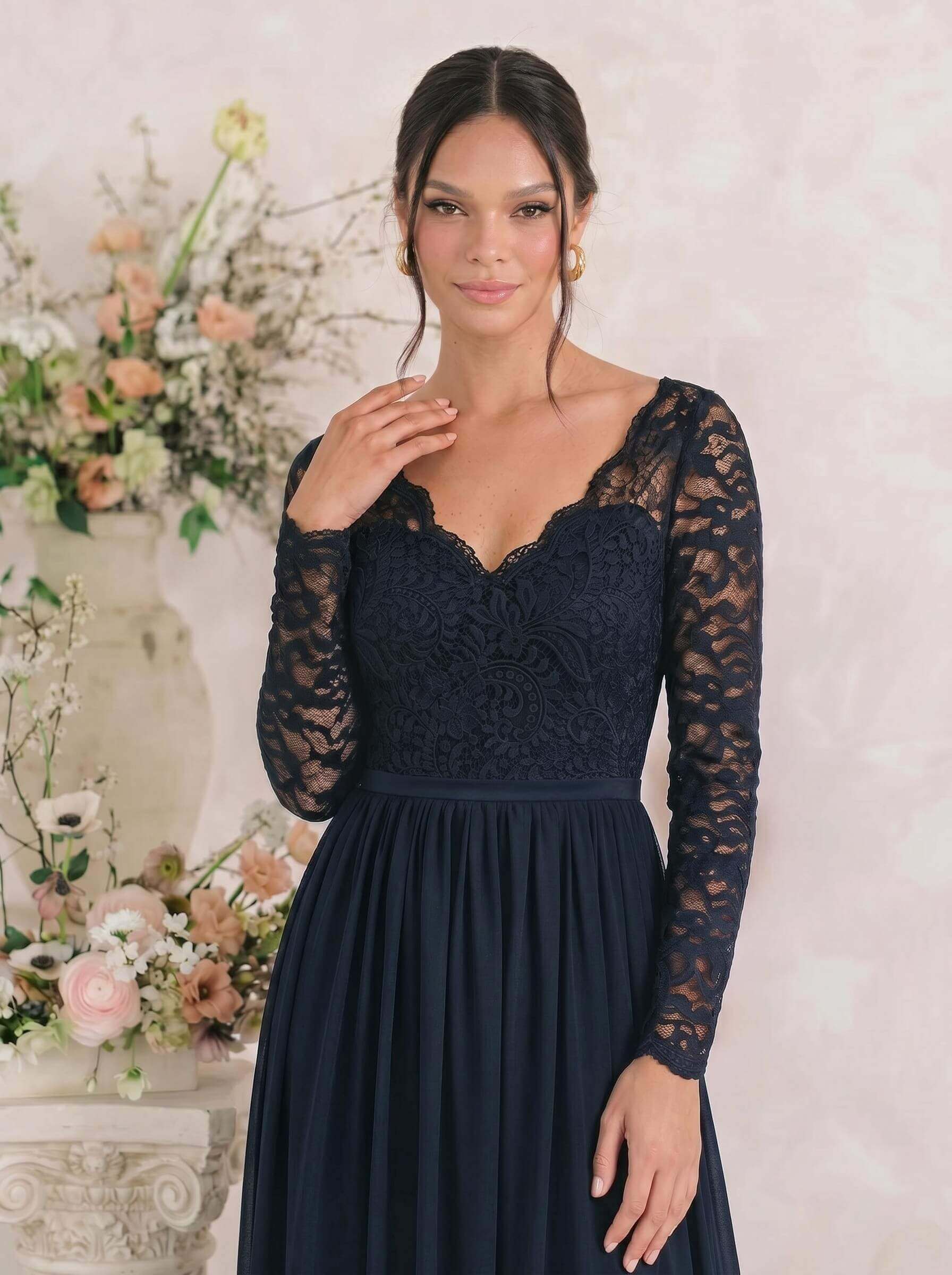 Long Sleeves Lace A-Line Bridesmaid Dresses, image 6