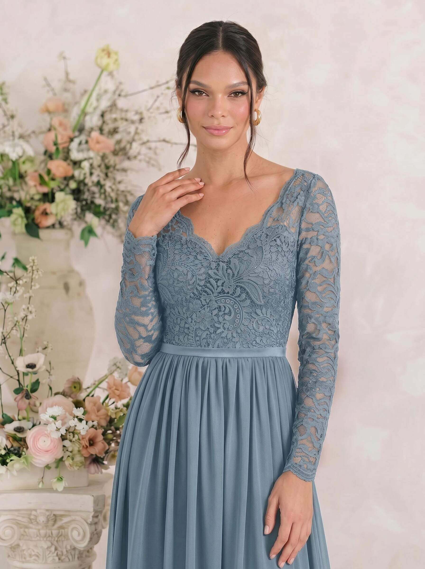 Long Sleeves Lace A-Line Bridesmaid Dresses, image 12