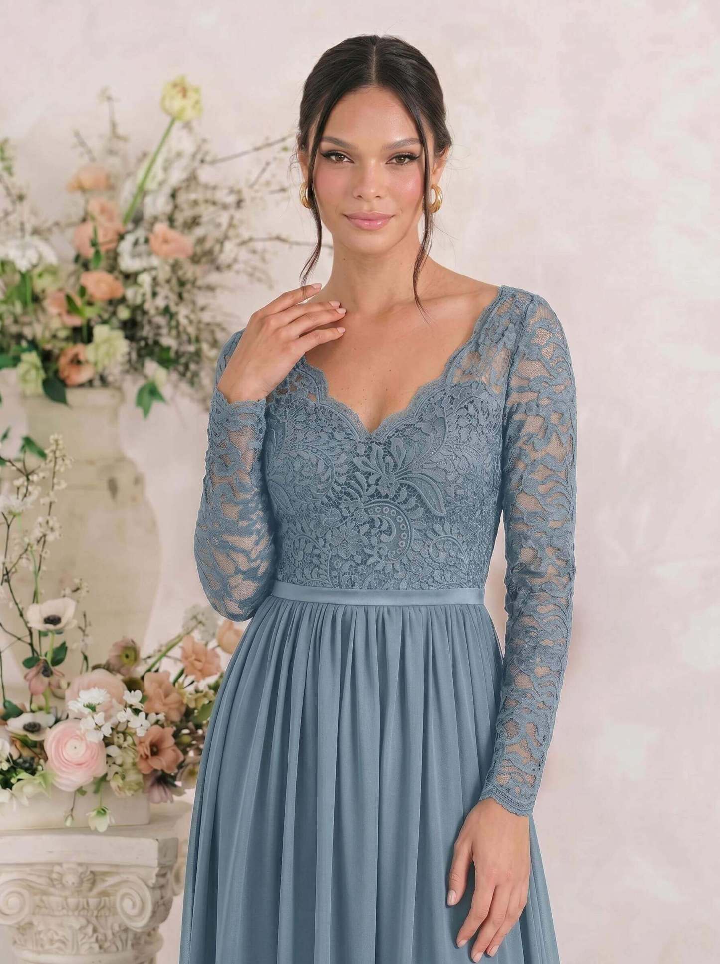 Long Sleeves Lace A-Line Bridesmaid Dresses, image 12