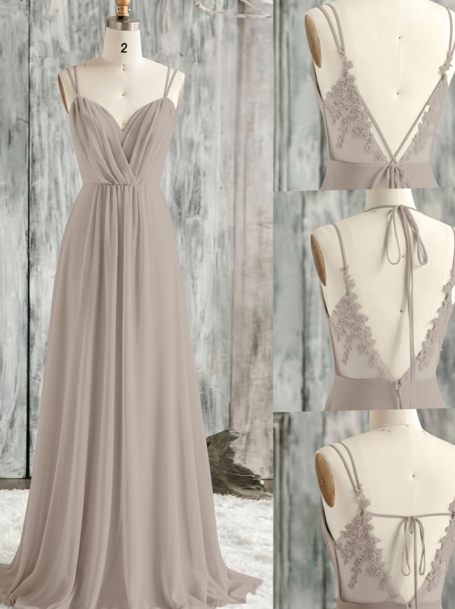 Lace Spaghetti Straps Convertible Bridesmaid Dresses (3 Styles To Wear), product image 184
