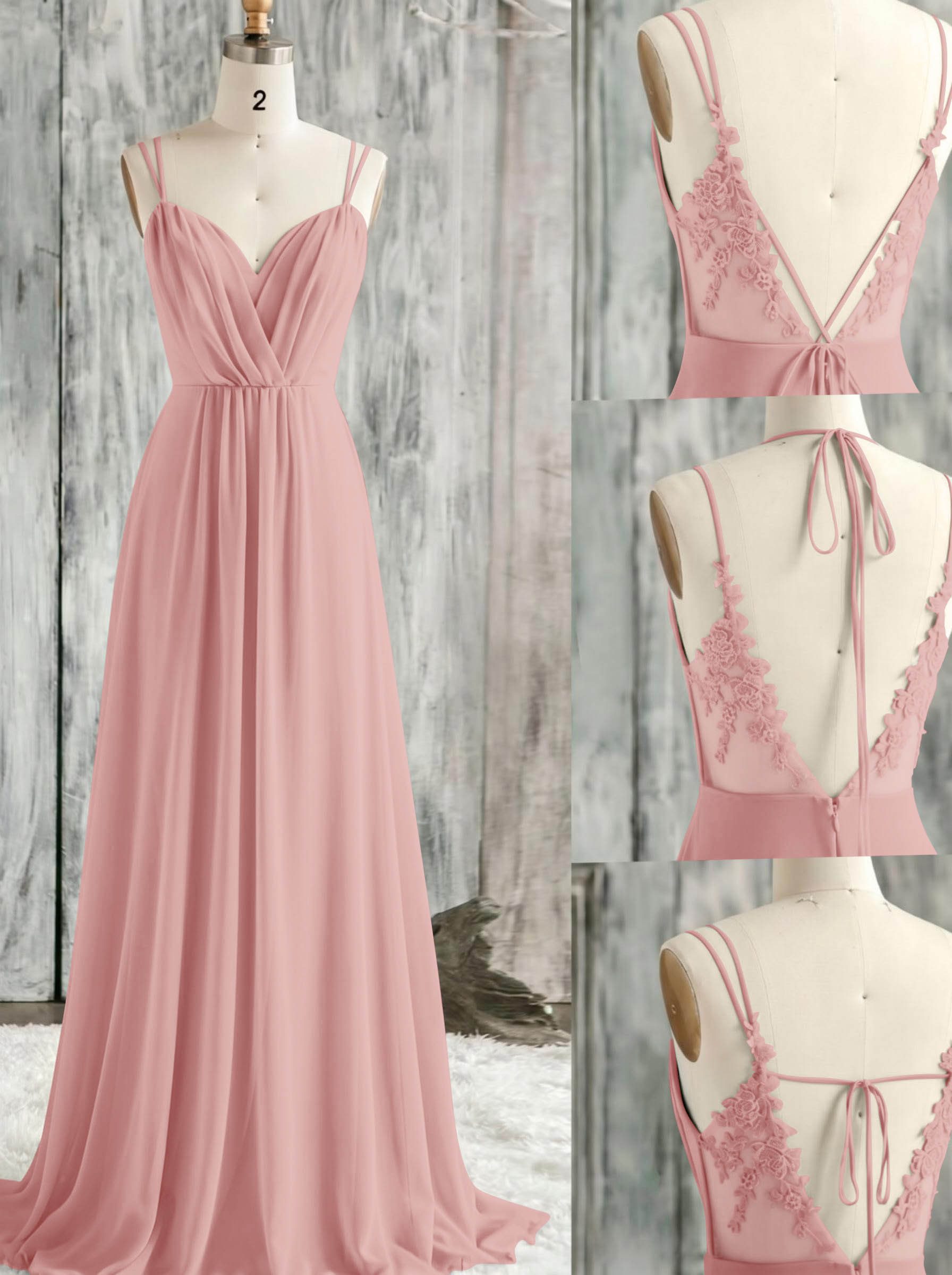 Lace Spaghetti Straps Convertible Bridesmaid Dresses (3 Styles To Wear), product image 67