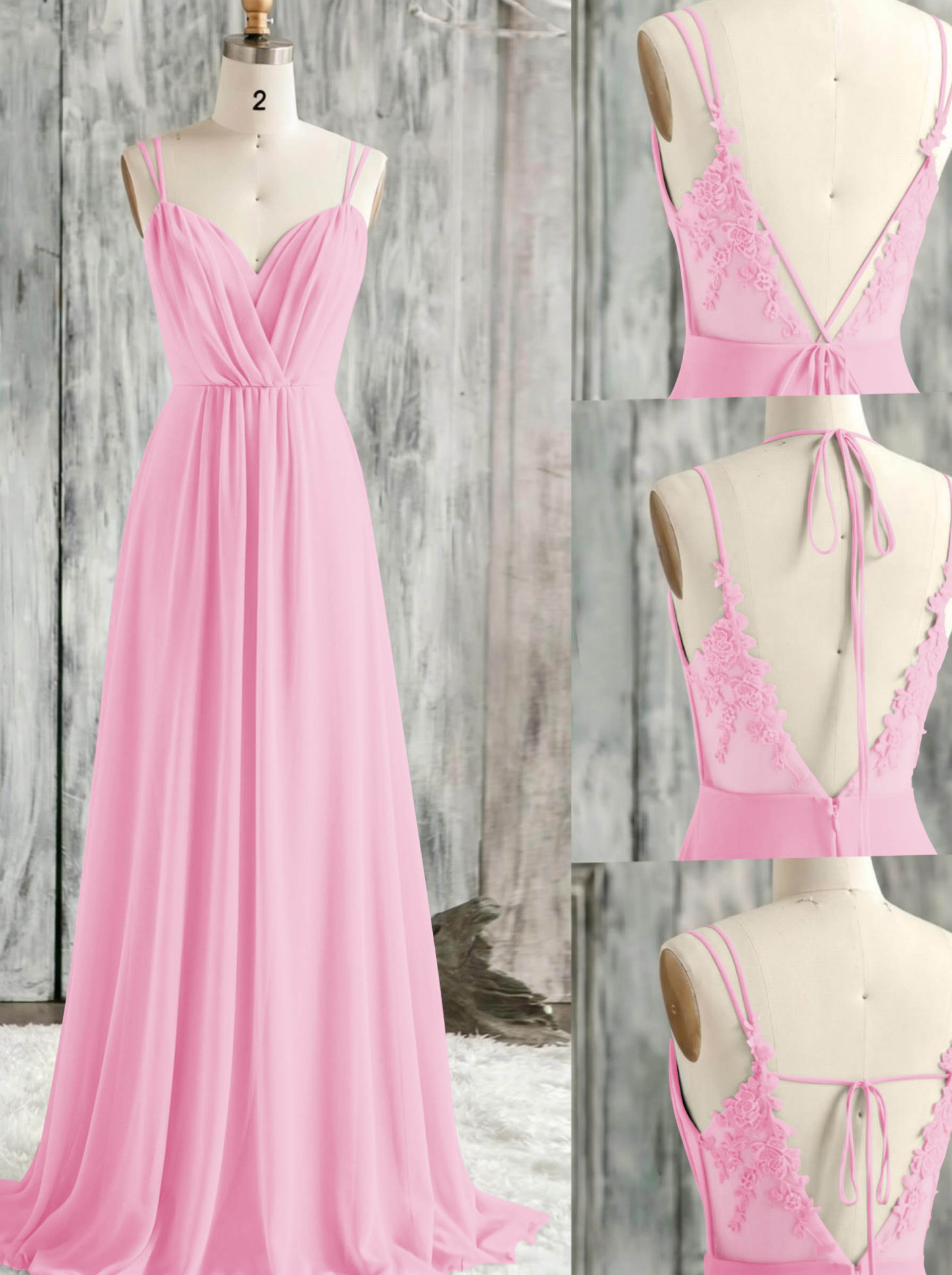 Lace Spaghetti Straps Convertible Bridesmaid Dresses (3 Styles To Wear), product image 79
