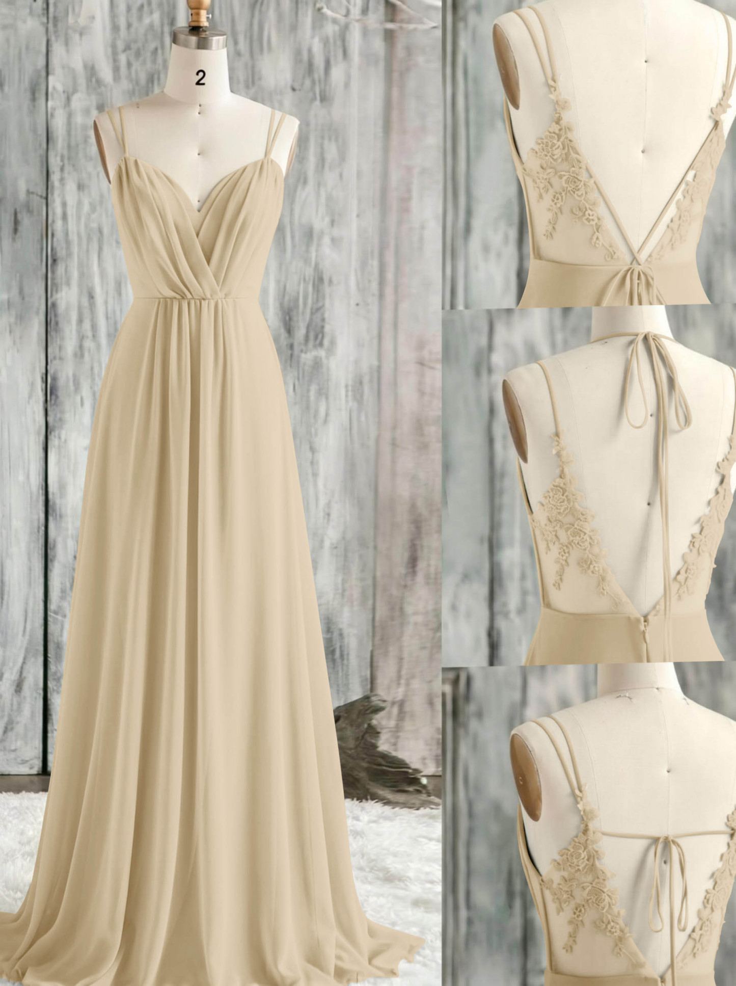 Lace Spaghetti Straps Convertible Bridesmaid Dresses (3 Styles To Wear), product image 145
