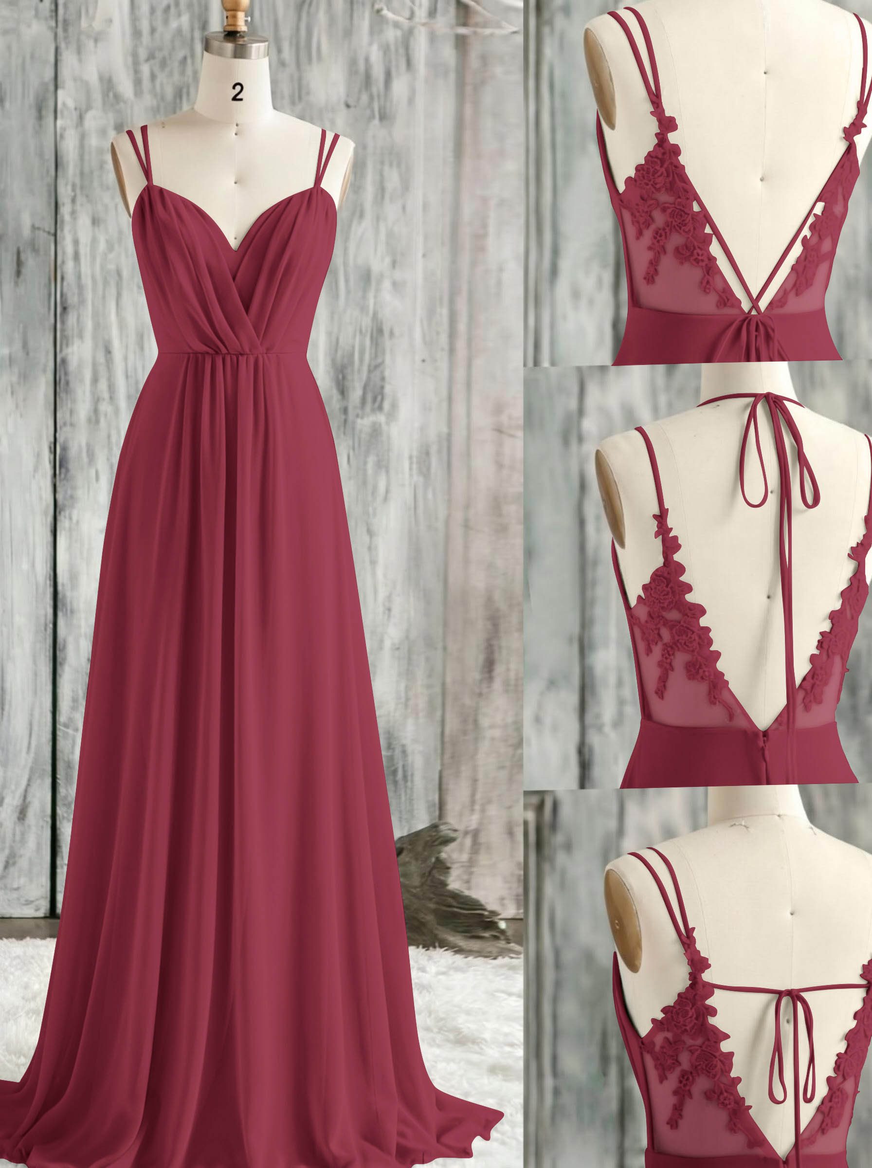 Lace Spaghetti Straps Convertible Bridesmaid Dresses (3 Styles To Wear), product image 46