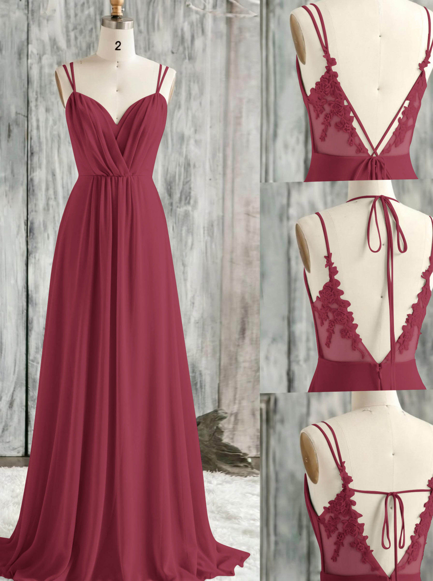 Lace Spaghetti Straps Convertible Bridesmaid Dresses (3 Styles To Wear), product image 46