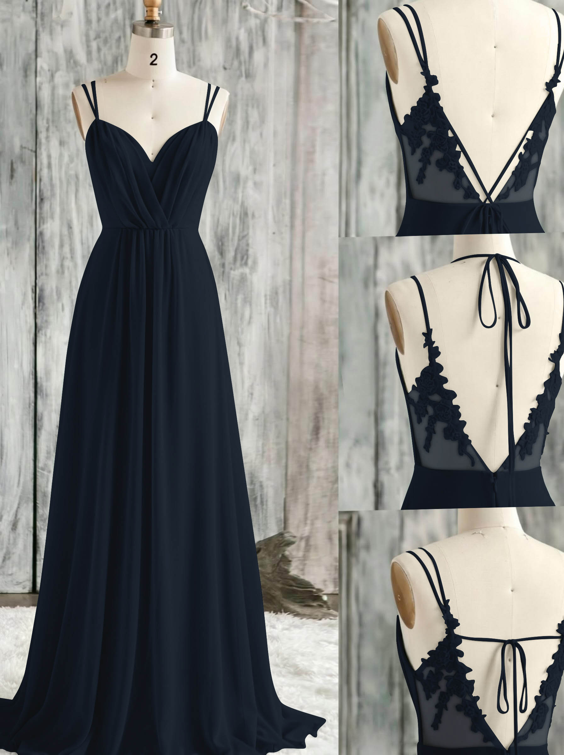 Lace Spaghetti Straps Convertible Bridesmaid Dresses (3 Styles To Wear), product image 4