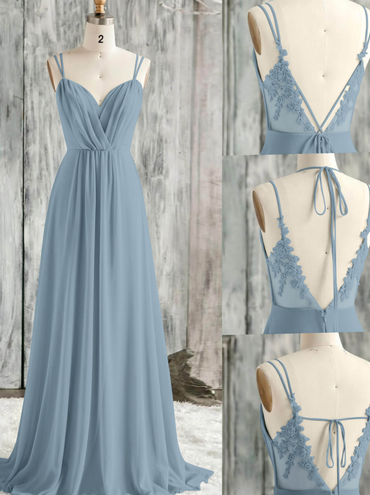 Lace Spaghetti Straps Convertible Bridesmaid Dresses (3 Styles To Wear), product image 10