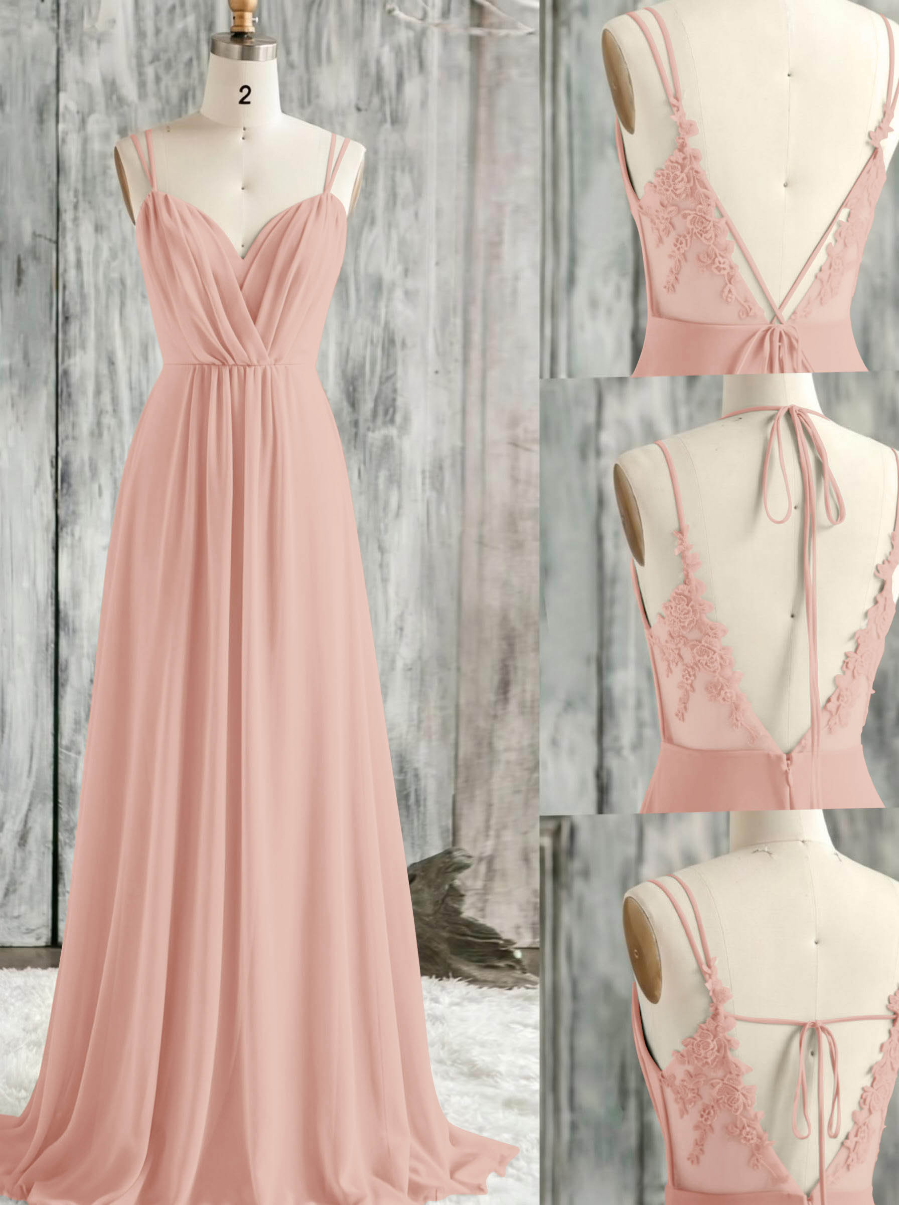 Lace Spaghetti Straps Convertible Bridesmaid Dresses (3 Styles To Wear), product image 61