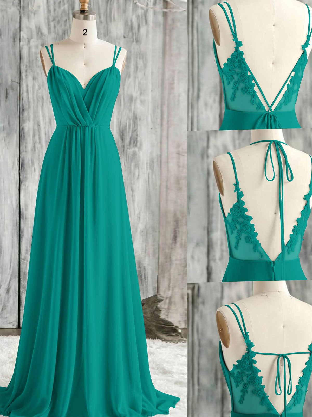 Lace Spaghetti Straps Convertible Bridesmaid Dresses (3 Styles To Wear), product image 130