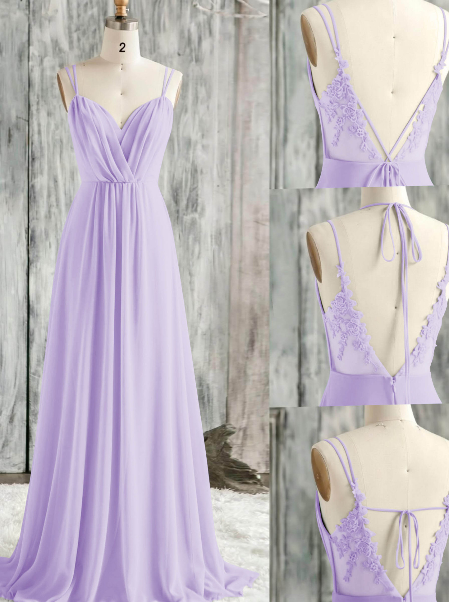 Lace Spaghetti Straps Convertible Bridesmaid Dresses (3 Styles To Wear), product image 94