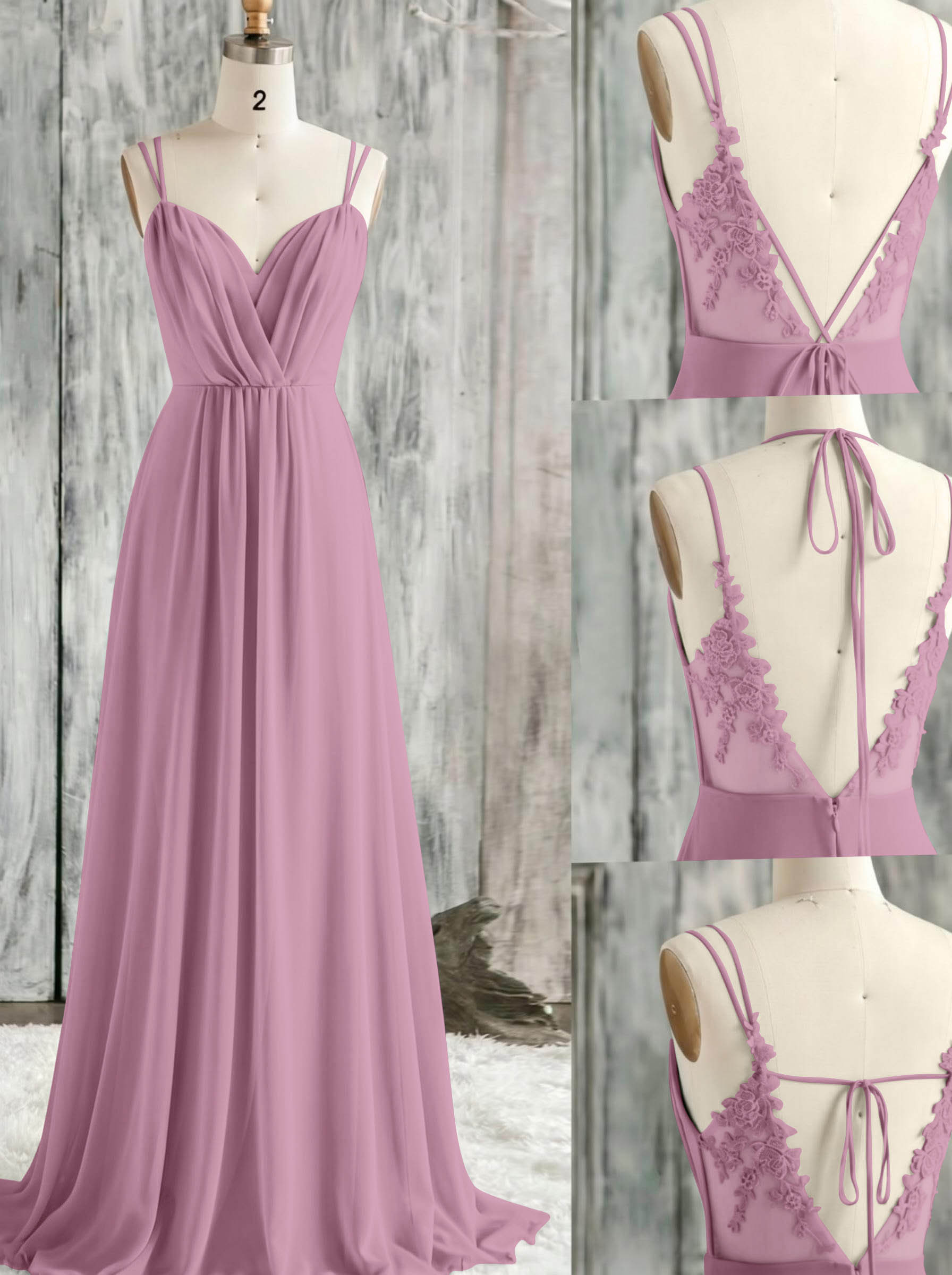 Lace Spaghetti Straps Convertible Bridesmaid Dresses (3 Styles To Wear), product image 91