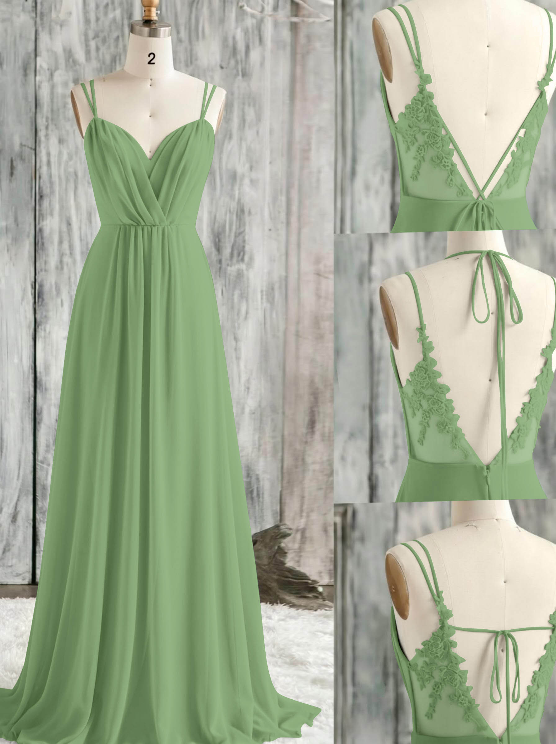 Lace Spaghetti Straps Convertible Bridesmaid Dresses (3 Styles To Wear), product image 199