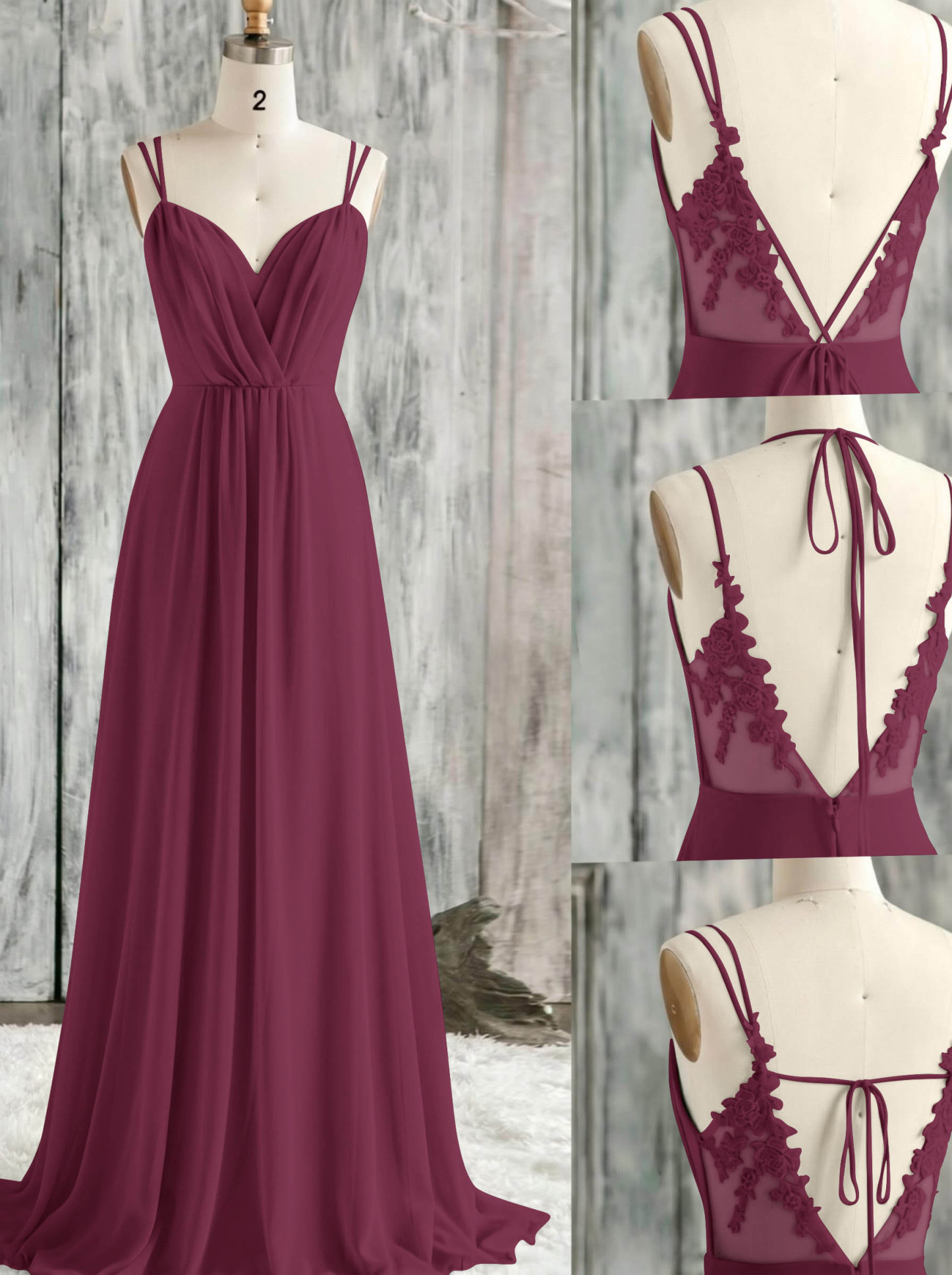 Lace Spaghetti Straps Convertible Bridesmaid Dresses (3 Styles To Wear), product image 49